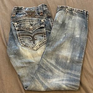 🔹EUC Men’s Rock Revival Jeans, Dilly (Slim-Straight) Size 34🔹